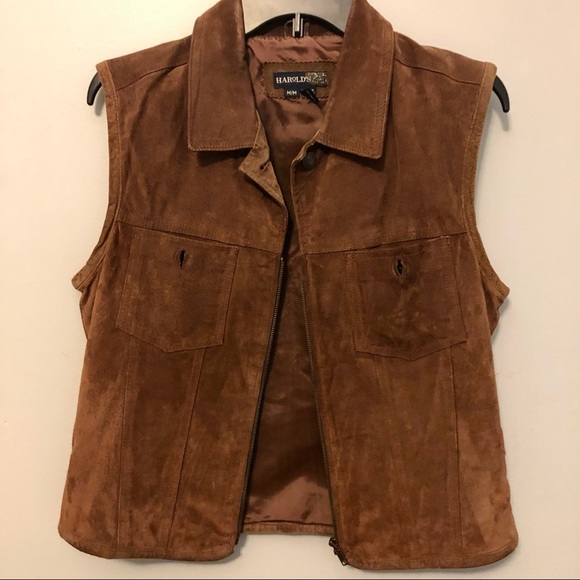 Harold's Jackets & Blazers - Vintage Harold’s 100% Leather Vest Brown Medium